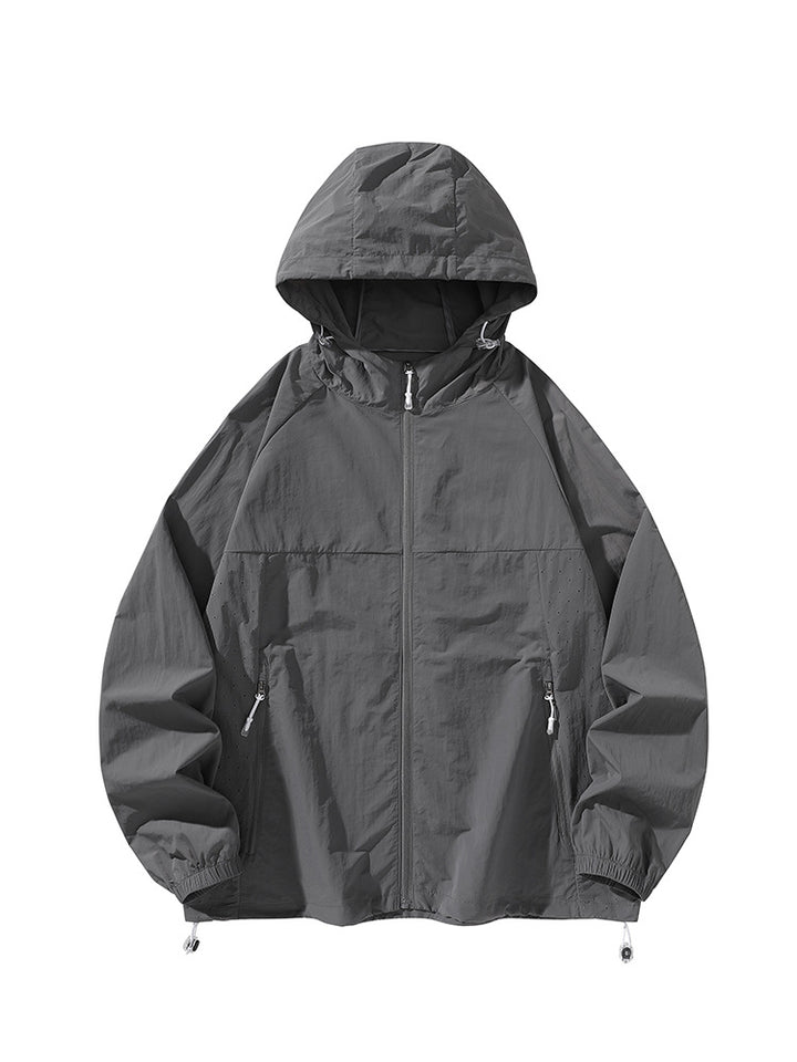 Herren leichte Regenjacke mit praktischen Reißverschlusstaschen Echoarchiv