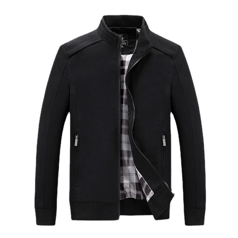Herren leichter Reißverschluss-Blouson mit kariertem Innenfutter, Rippbündchen und Stehkragen Echoarchiv