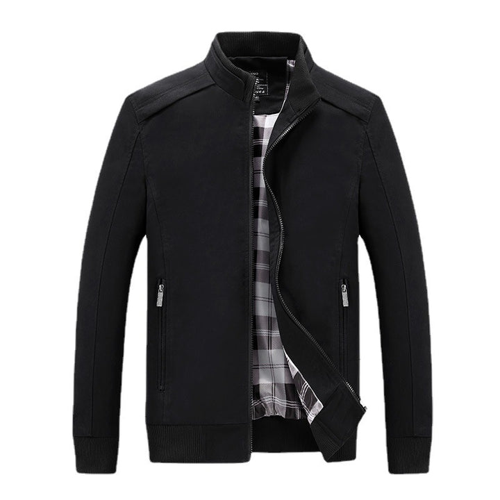 Herren leichter Reißverschluss-Blouson mit kariertem Innenfutter, Rippbündchen und Stehkragen Echoarchiv