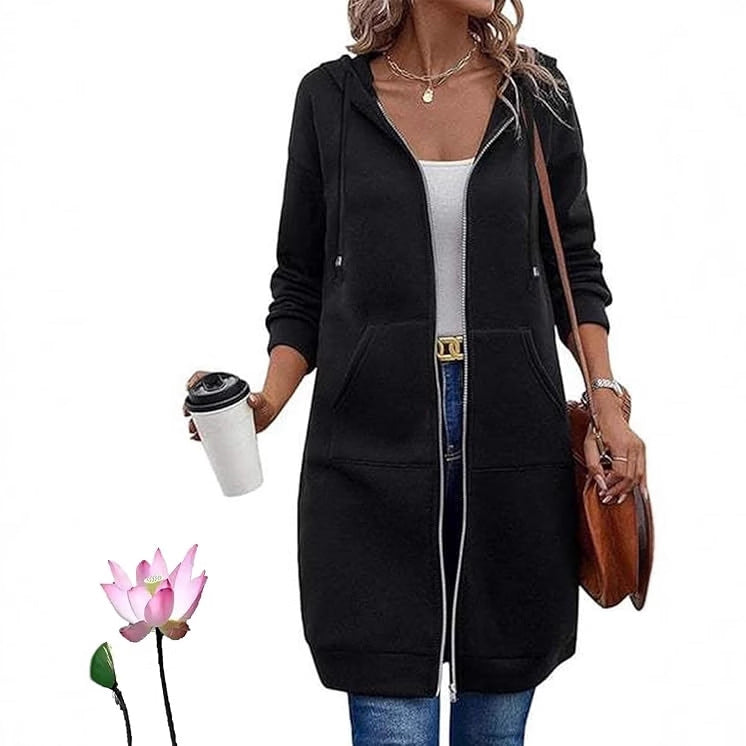 Damen Lässige Langarm Hoodie-Jacke – Auréline