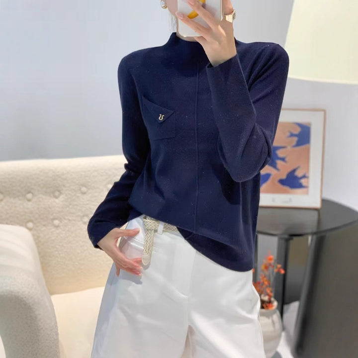 Damen Eleganter Pullover mit Stehkragen Echoarchiv