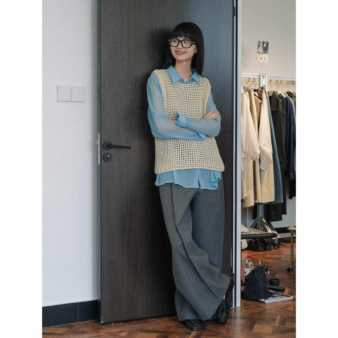 Damen Gehäkelte Grobstrick‑Weste im Layering‑Stil aus Baumwollmix Echoarchiv