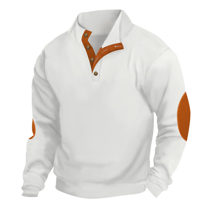 Herren lässiger Fleecepullover mit Stehkragen und Knopfdetails Echoarchiv