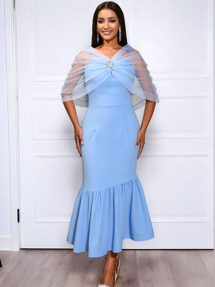 Damen elegantes Midikleid mit transparenter Überwurfjacke Echo Archiv