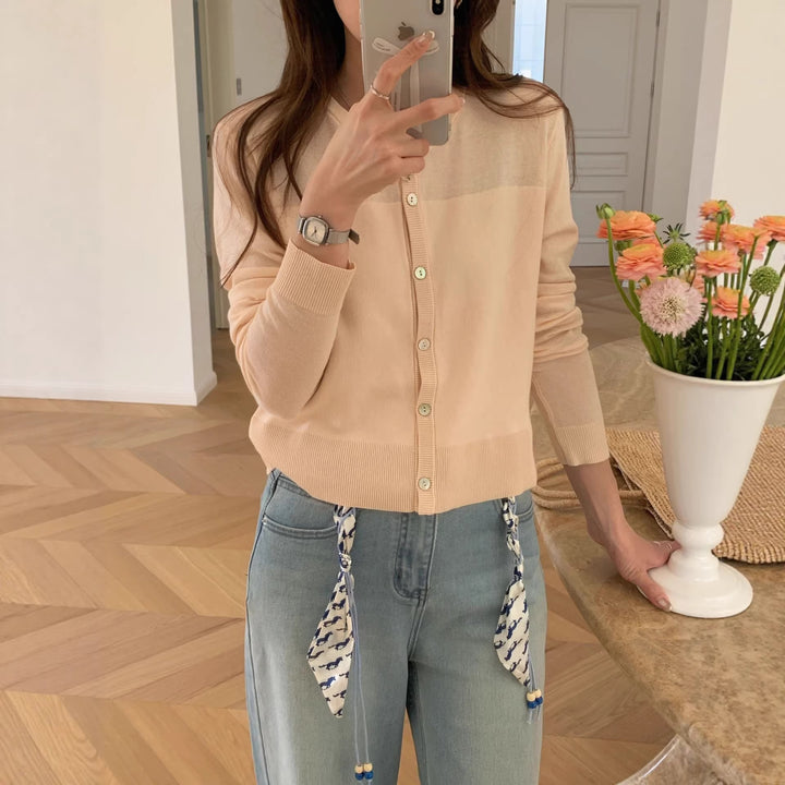 Damen Modische Strickjacke mit Knopfleiste Echo Archiv
