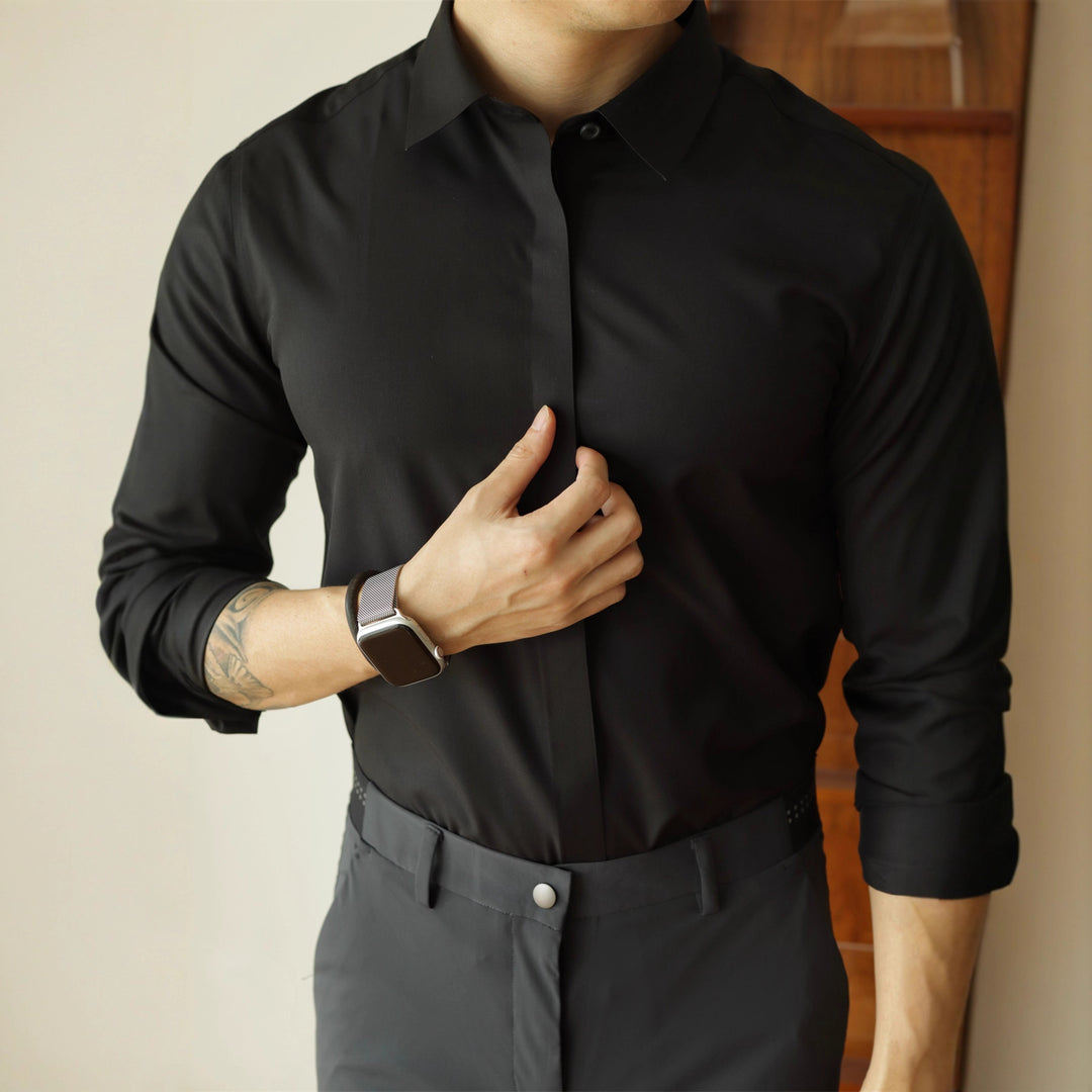 Herren Slim-Fit Langarmhemd aus hochwertigem Baumwollmix Echoarchiv