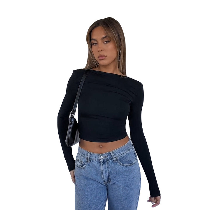 Damen elegantes Crop-Top mit asymmetrischer Raffung Echo Archiv