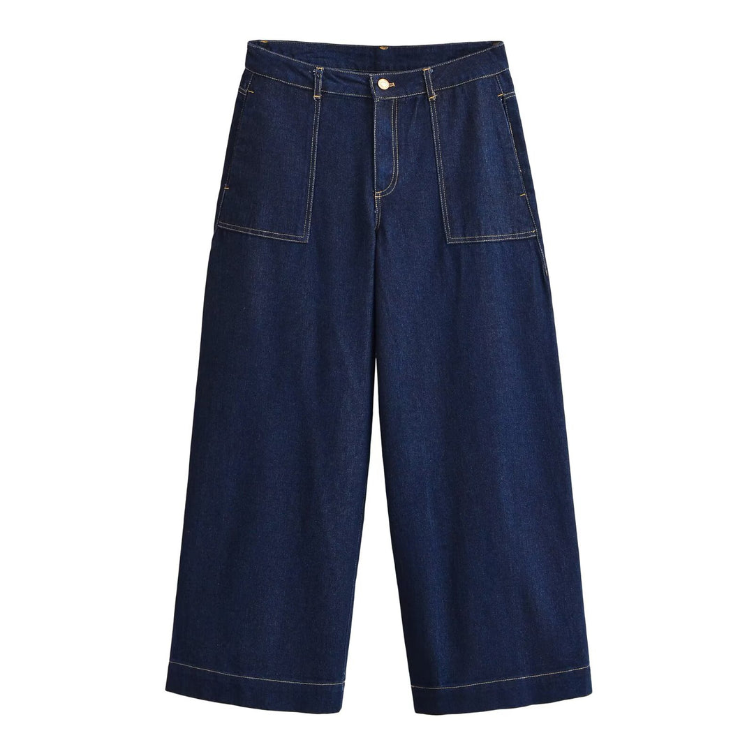Damen Culotte-Jeans High Waist mit weitem Bein und aufgesetzten Taschen Echo Archiv