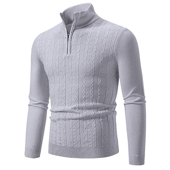 Herren modischer Strickpullover mit Stehkragen und Reißverschluss Echoarchiv