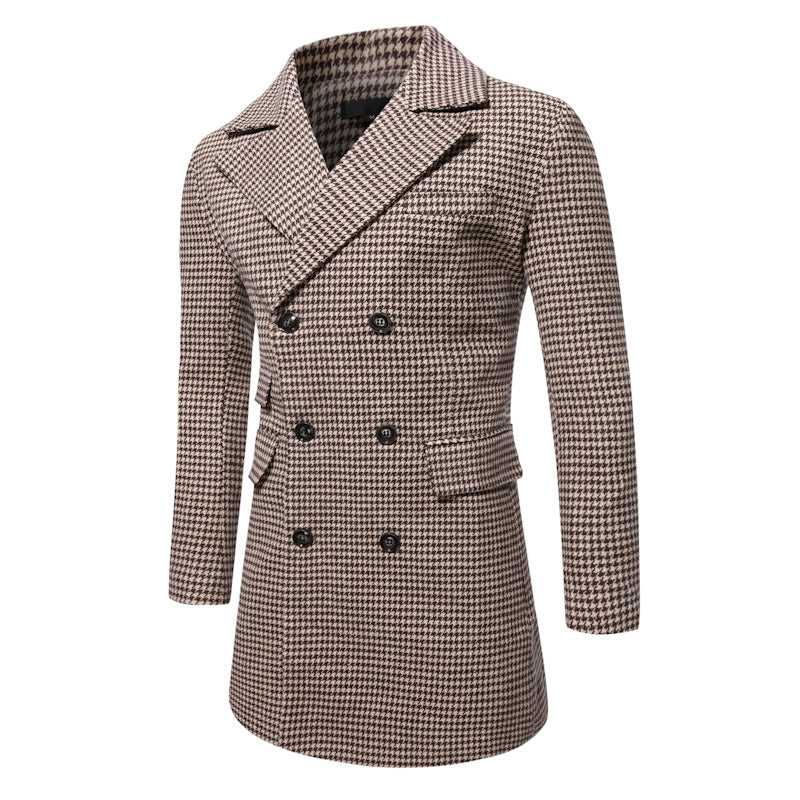 Herren eleganter Karoblazer mit doppelter Knopfleiste und stylischem Innenfutter Echoarchiv