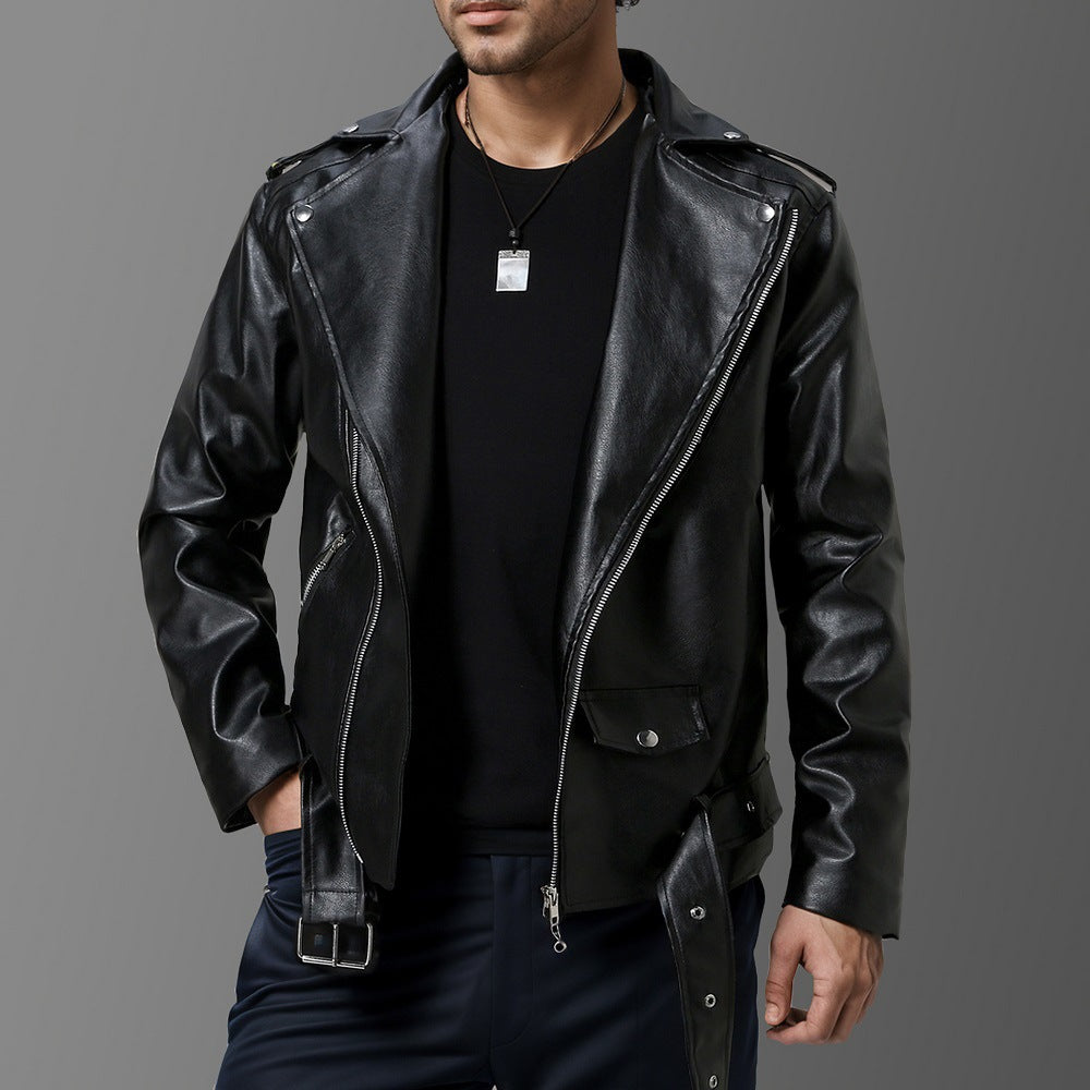 Herren stilvolle Bikerjacke aus hochwertigem Echtleder Echoarchiv