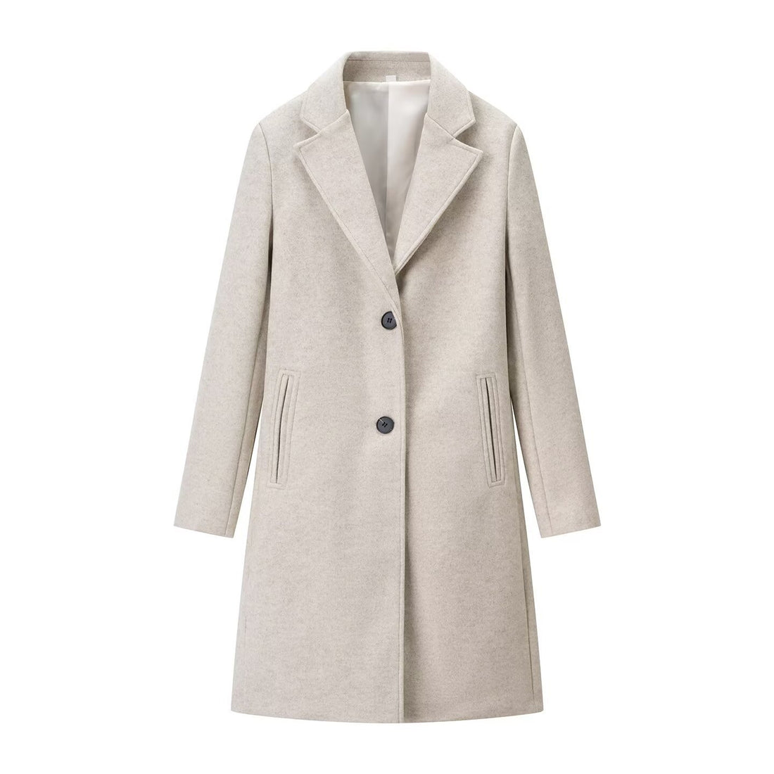 Damen Eleganter Wollmix-Mantel in gerader Silhouette mit Reverskragen und paspelierten Eingrifftaschen Echo Archiv