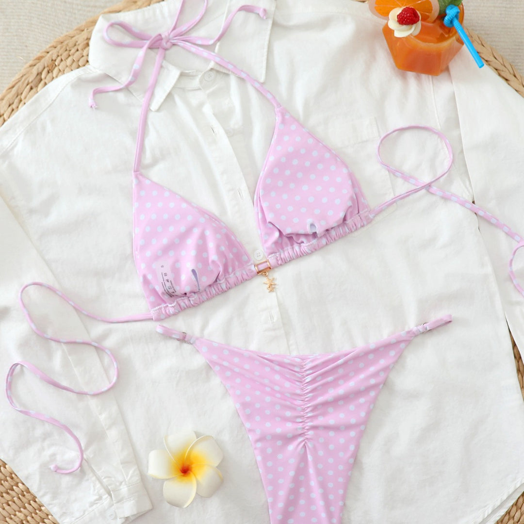 Damen Bunt gepunkteter Triangel-Bikini Echo Archiv