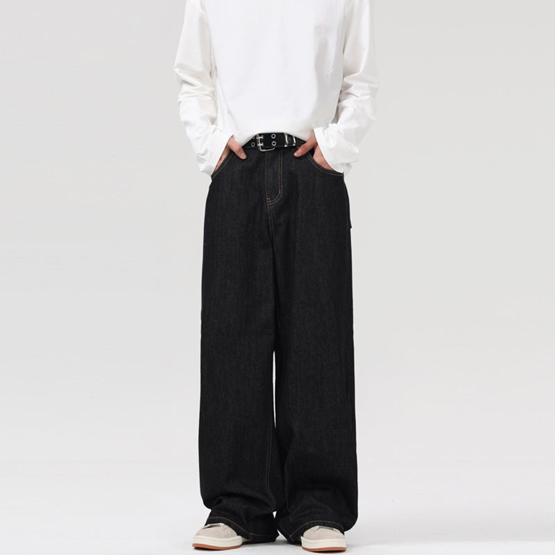 Herren Ultraweite Denim‑Palazzo‑Hose mit geradem Bein und Clean‑Minimal Silhouette Echo Archiv