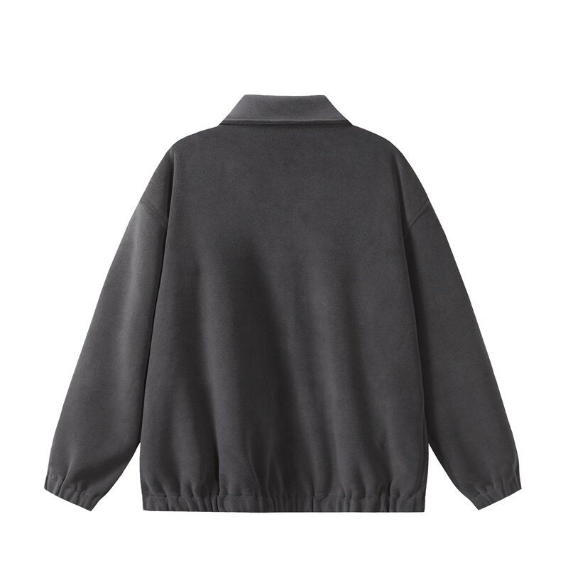 Unisex Fleece‑Blousonjacke im Boxy‑Cut mit Hemdkragen, durchgehendem Reißverschluss und elastischem Saum Echoarchiv