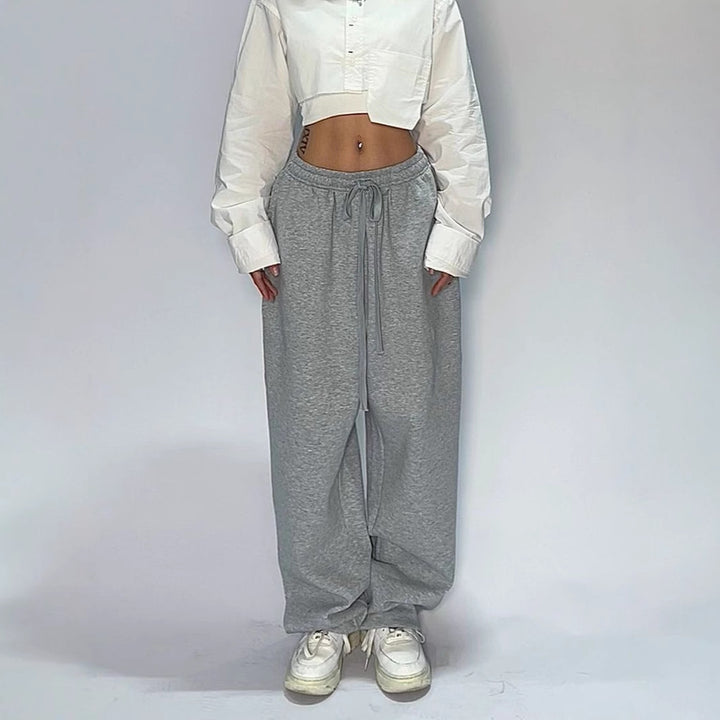 Damen nan weit geschnittene Loungehose mit hohem Bund extra weitem Bein und Tunnelzug Echo Archiv