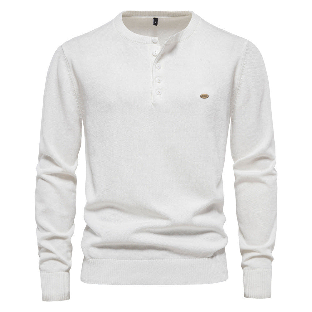 Herren Strickpullover mit modernem Henley-Ausschnitt und feiner Struktur Echoarchiv