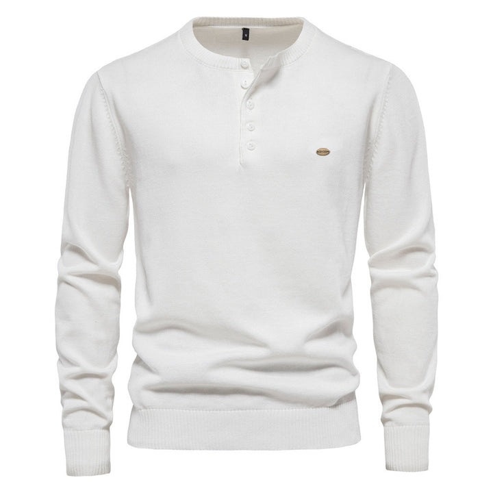 Herren Strickpullover mit modernem Henley-Ausschnitt und feiner Struktur Echoarchiv