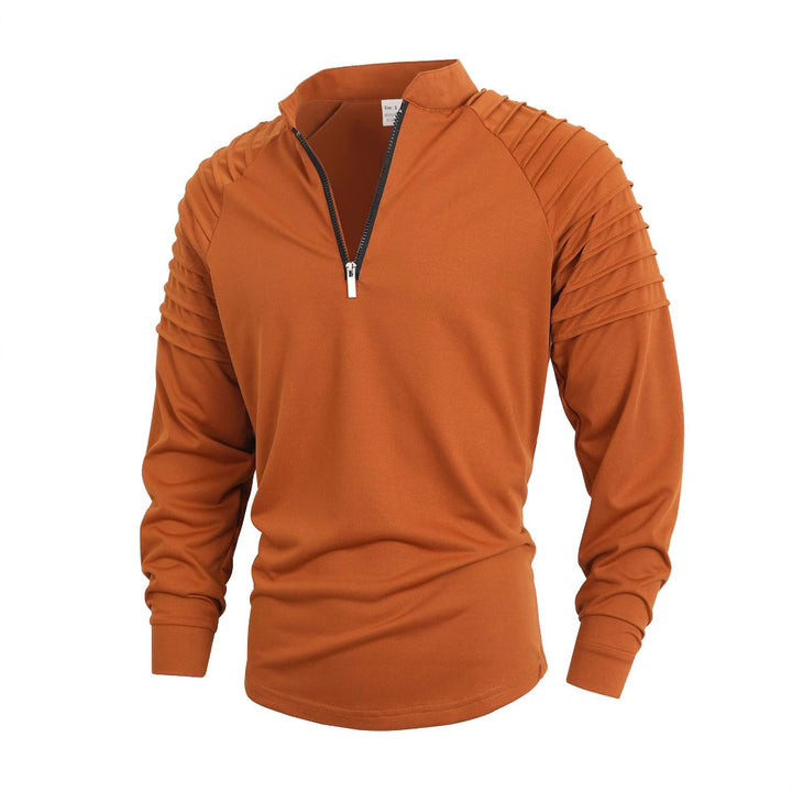 Herren Langarmshirt mit modernem Stehkragen und Reißverschluss Echoarchiv