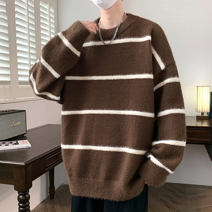 Unisex Oversized Strickpullover mit gestreiftem Design Echoarchiv