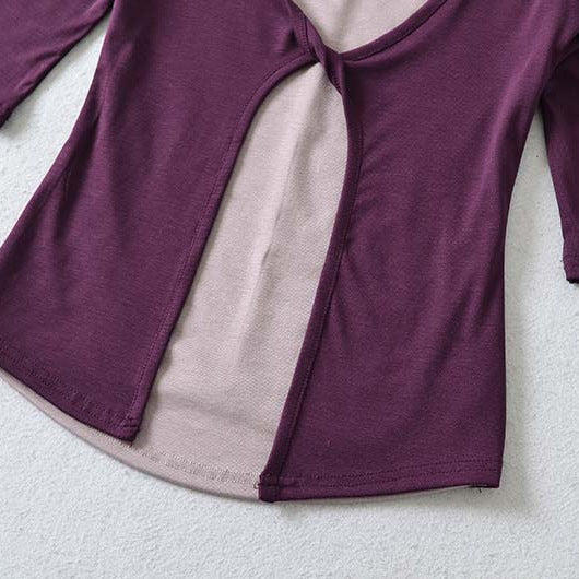 Damen Lagen‑Look Shirt mit Knotenfront, Dreiviertelärmel und integriertem Untertop Echoarchiv