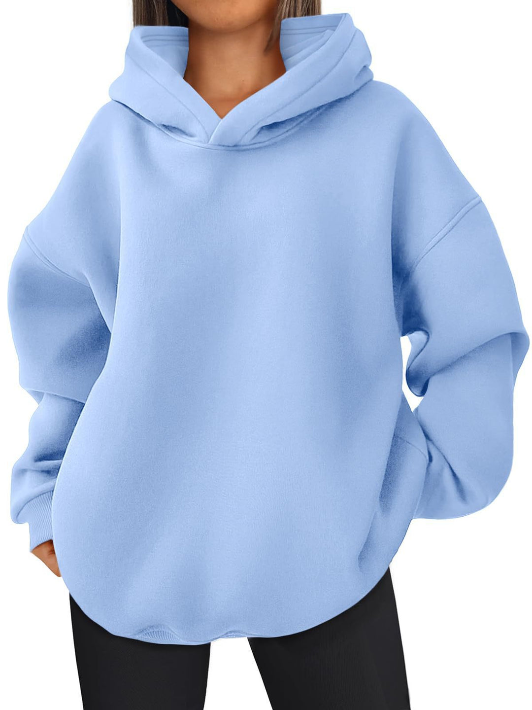 Damen nan kastiger Kapuzenpullover mit doppellagiger Kapuze, überschnittener Schulter und längerem Rückenteil Echo Archiv