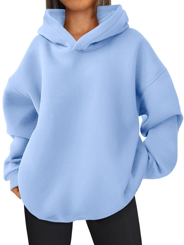 Damen nan kastiger Kapuzenpullover mit doppellagiger Kapuze, überschnittener Schulter und längerem Rückenteil Echo Archiv
