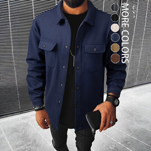 Herren modische Overshirt-Jacke mit praktischen Taschen und modernem Knopfdesign Echoarchiv