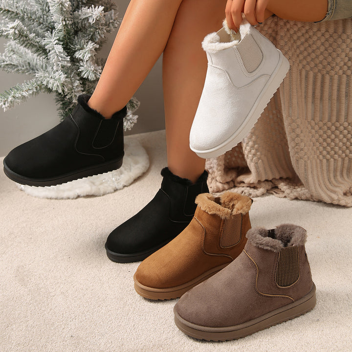 Damen Gefütterte Chelsea-Winterbooties mit elastischem Einsatz und Teddyfellfutter – Lioré