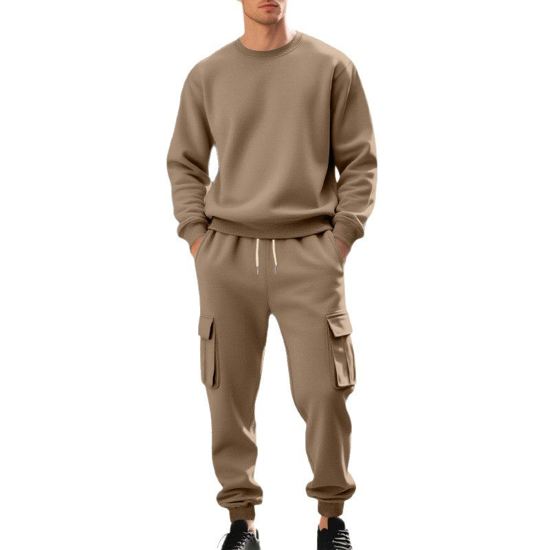 Herren Utility-Cargo-Jogger aus French Terry mit Mehrfachklappen & Tunnelzug – Bravaro