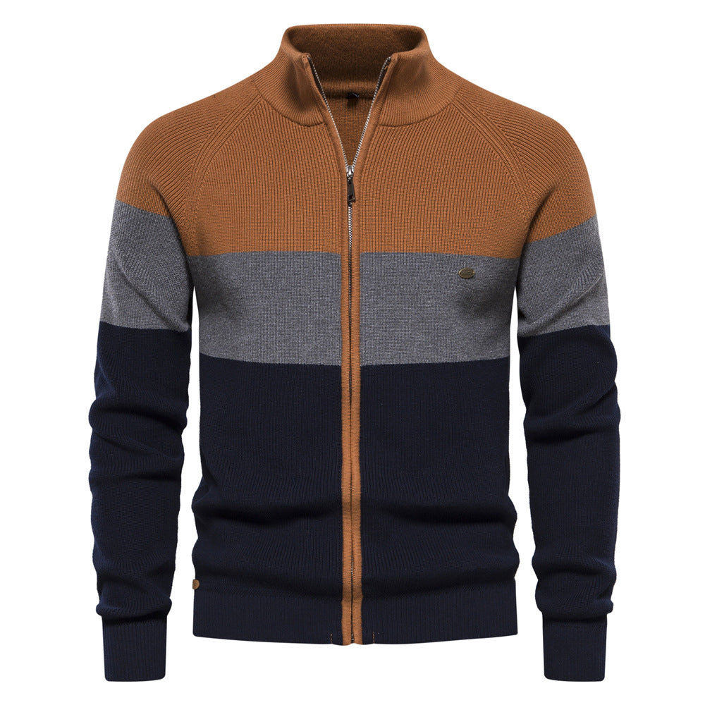Herren Strickjacke mit modischem Farbblockdesign und hochwertigem Reißverschluss Echoarchiv