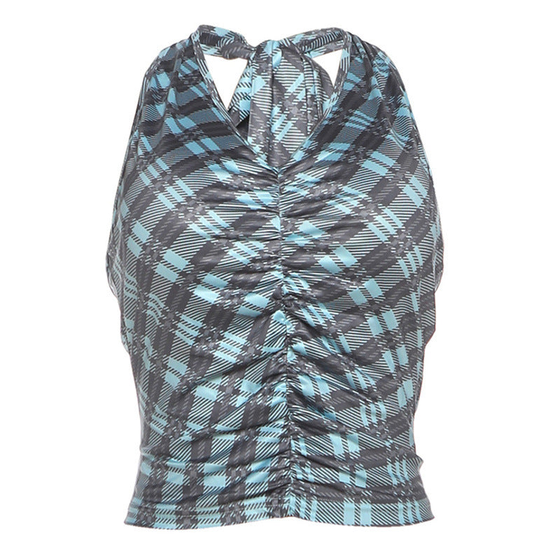 Damen Crop Top mit Raffung und modischem Karo-Muster Echo Archiv
