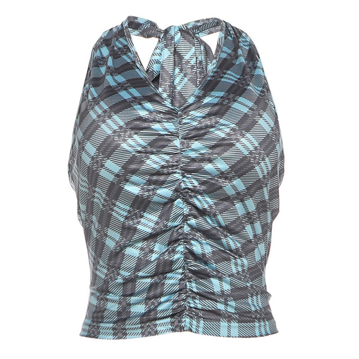 Damen Crop Top mit Raffung und modischem Karo-Muster Echo Archiv