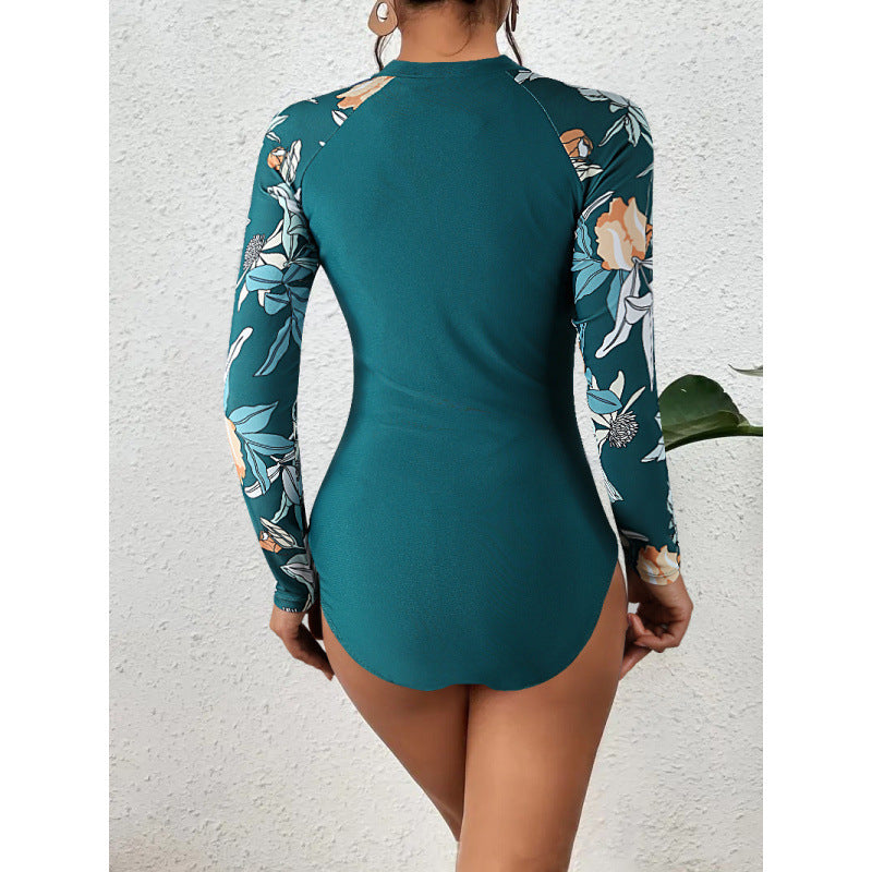 Damen Surfanzug mit floralem Design und sportlichem Reißverschluss Echo Archiv
