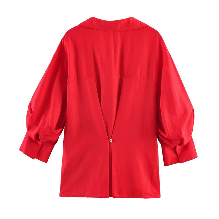 Damen Oversize-Bluse mit Ballonärmeln und Hemdkragen Echo Archiv