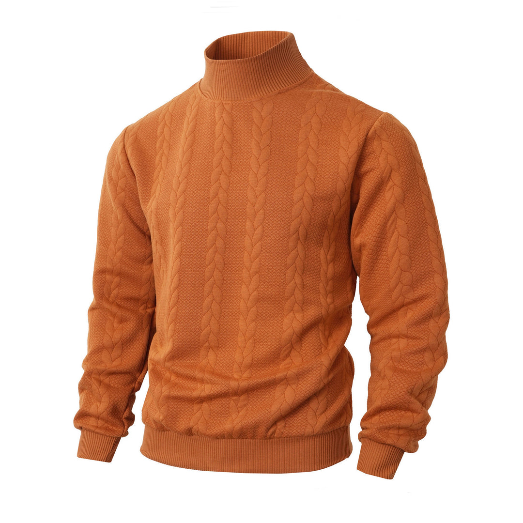 Herren Rollkragenpullover mit Zopfstrickmuster und gerippten Bündchen – Norvane