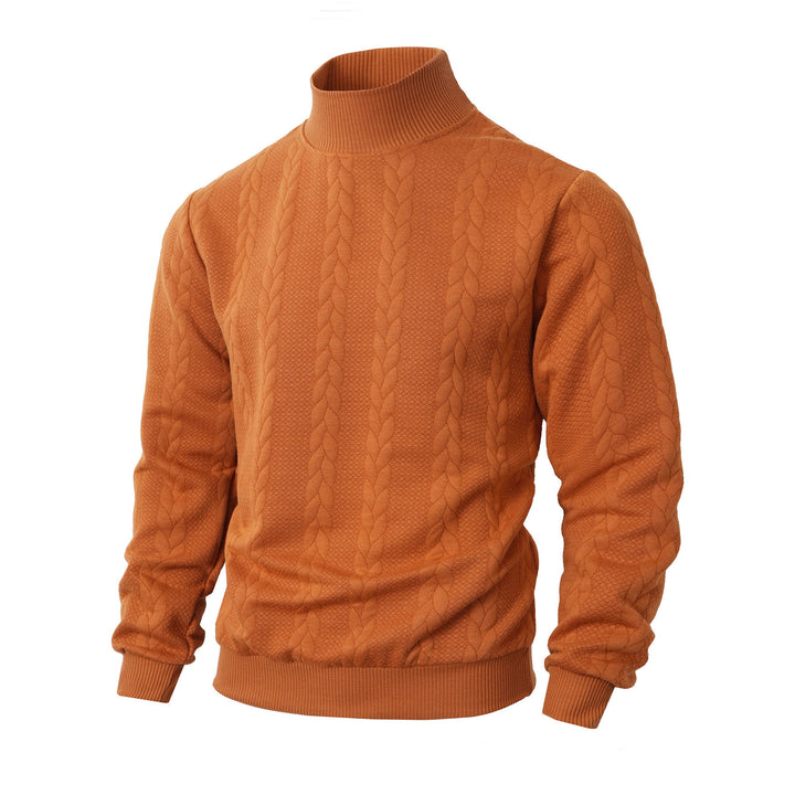 Herren Rollkragenpullover mit Zopfstrickmuster und gerippten Bündchen – Norvane
