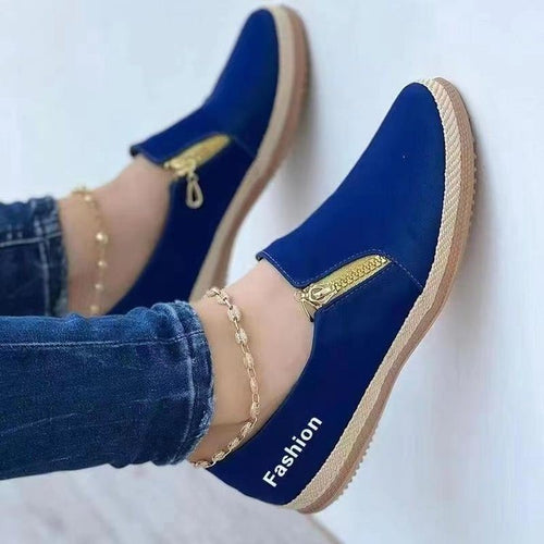 Damen Slip-On Espadrille‑Loafer mit dekorativem Reißverschluss und Keilsohle Echo Archiv