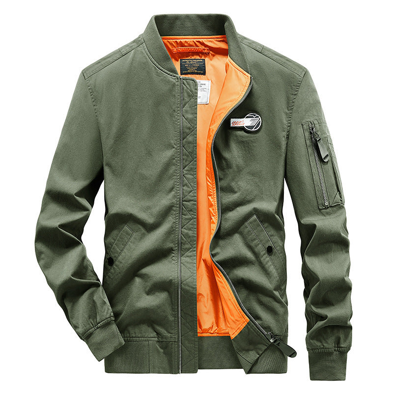 Herren Bomberjacke im Fliegerstil mit kontrastierendem Innenfutter und Ärmeltasche Echo Archiv