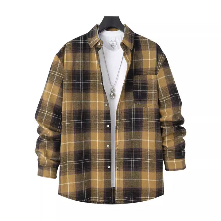 Herren Karierte Flanellhemd mit Brusttasche und bequemer Passform Echoarchiv