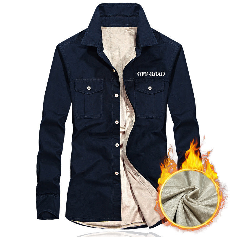 Herren gefüttertes Utility-Hemd mit Brustpattentaschen und Off-Road-Print Echoarchiv