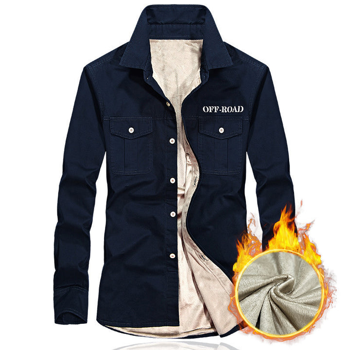 Herren gefüttertes Utility-Hemd mit Brustpattentaschen und Off-Road-Print Echoarchiv