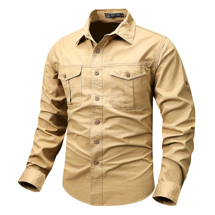 Herren nan robustes Baumwoll-Twill Hemd mit doppelten Brustklappentaschen und Rollärmelsystem Echo Archiv