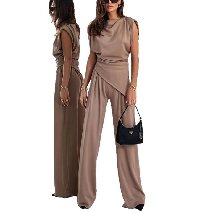 Damen Eleganter Jumpsuit mit asymmetrischem Schnitt und weitem Bein Echoarchiv
