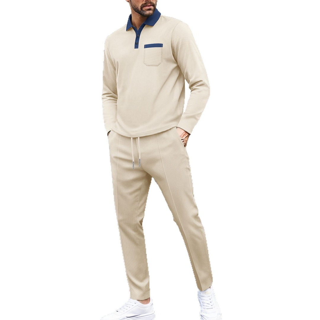 Herren modisches Langarmshirt mit Kragen und funktionaler Brusttasche Echoarchiv