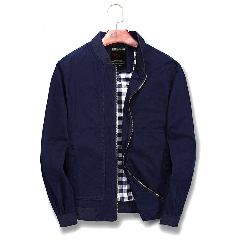Herren Leichte Canvas‑Bomberjacke mit kariertem Innenfutter und elastischen Bündchen – Brevano