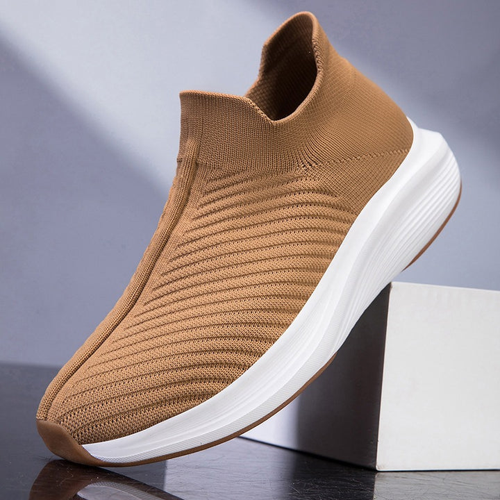 Damen Atmungsaktive Slip-On Strick-Sneakers mit sockenähnlichem Schaft Echoarchiv