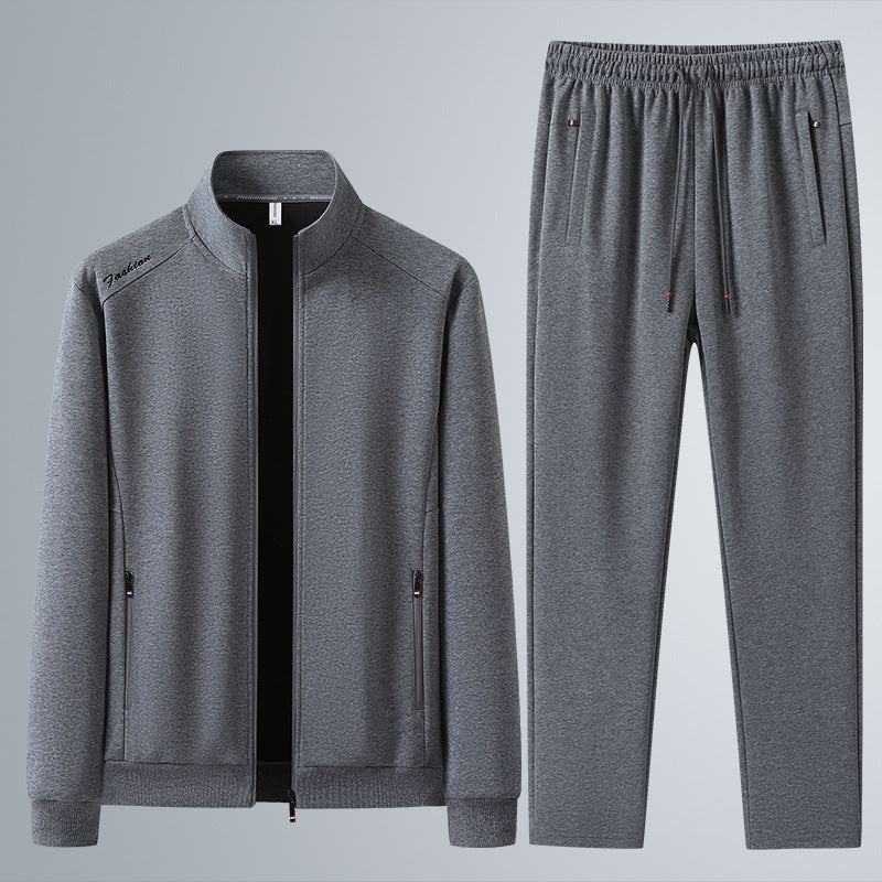 Herren Zweiteiliges Sport-Lounge-Set mit Stehkragen, verdecktem Reißverschluss & Kordelbund Echoarchiv