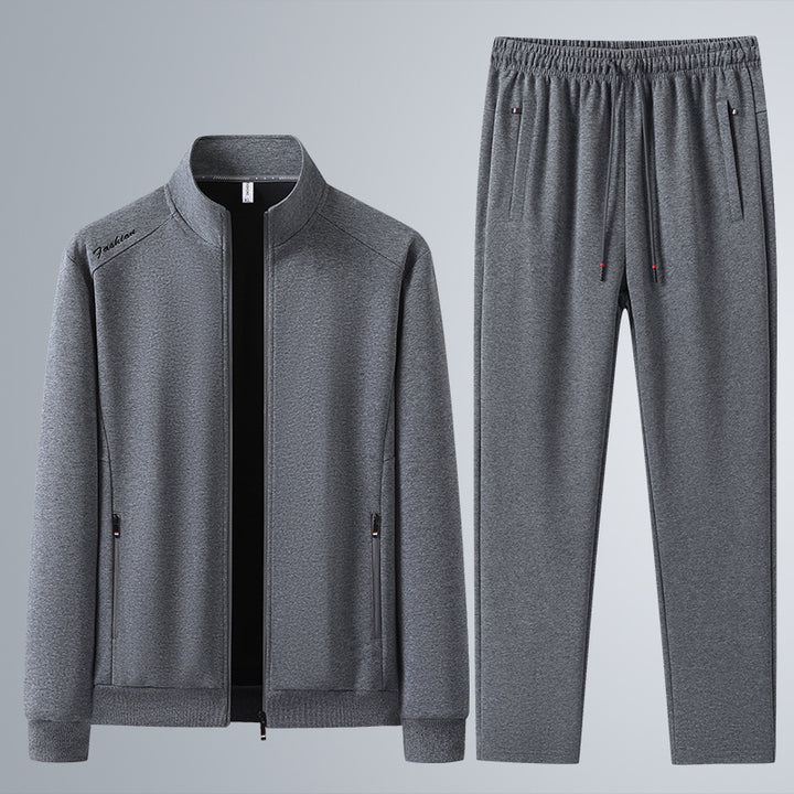 Herren Zweiteiliges Sport-Lounge-Set mit Stehkragen, verdecktem Reißverschluss & Kordelbund Echoarchiv