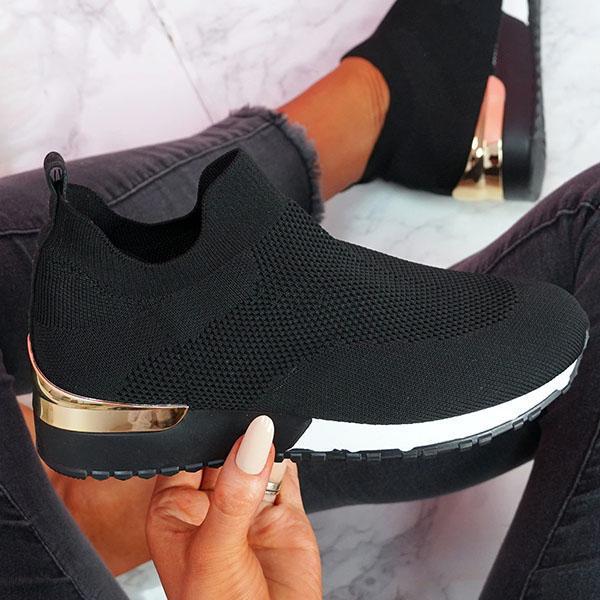 Damen Sockensneaker mit gestricktem Obermaterial und Keilsohle Echoarchiv